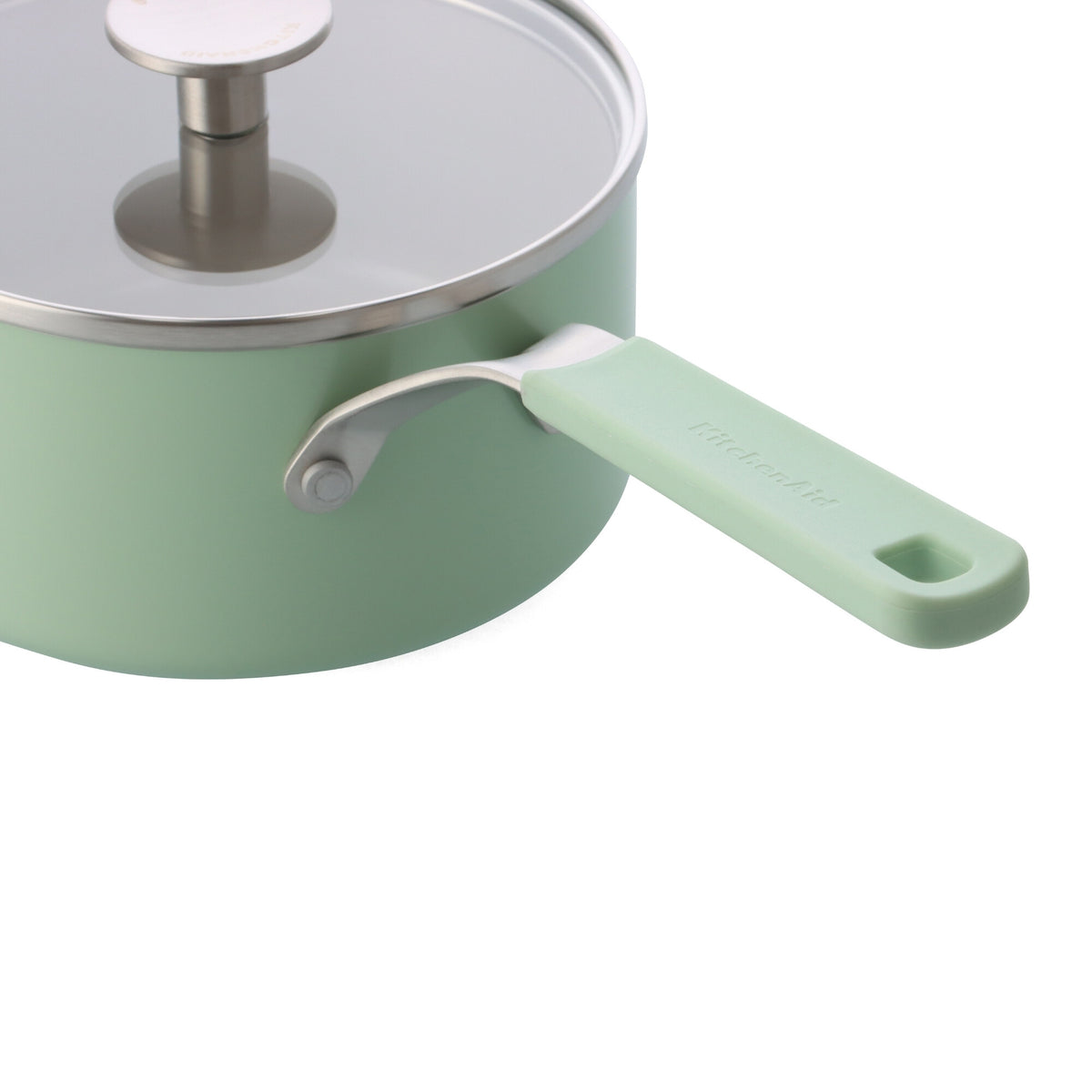 KitchenAid Pistachio Covered Saucepan 18cm/2.13L - Healthy Ceramic Non-Stick, Non-Toxic PFAS Free, Induction, All Stovetops