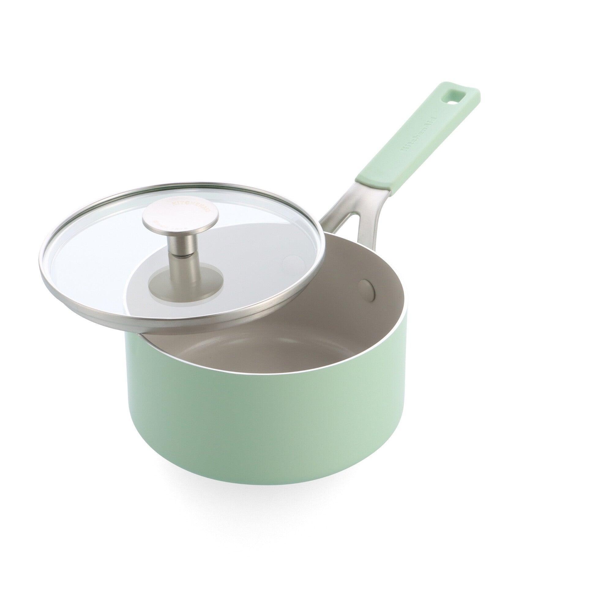 KitchenAid Pistachio Covered Saucepan 18cm/2.13L - Healthy Ceramic Non-Stick, Non-Toxic PFAS Free, Induction, All Stovetops