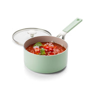 KitchenAid Pistachio Covered Saucepan 18cm/2.13L - Healthy Ceramic Non-Stick, Non-Toxic PFAS Free, Induction, All Stovetops