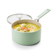 KitchenAid Pistachio Covered Saucepan 18cm/2.13L - Healthy Ceramic Non-Stick, Non-Toxic PFAS Free, Induction, All Stovetops
