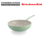 KitchenAid Pistachio Open Wok 28cm - Healthy Ceramic Non-Stick, Non-Toxic PFAS Free, Induction, All Stovetops
