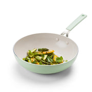 KitchenAid Pistachio Open Wok 28cm - Healthy Ceramic Non-Stick, Non-Toxic PFAS Free, Induction, All Stovetops