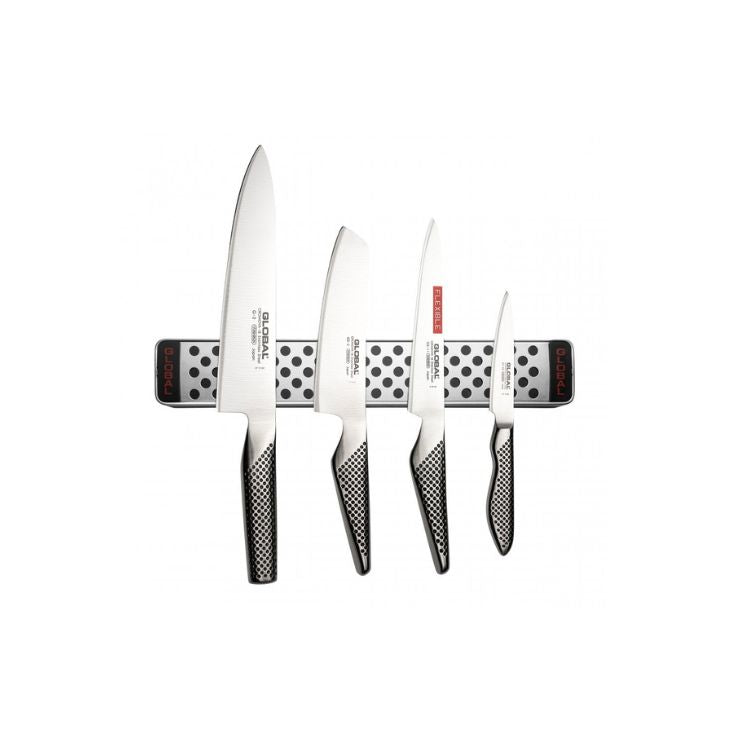 Global Knife Set 4 Pieces & Magnetic Rack G-251138M30