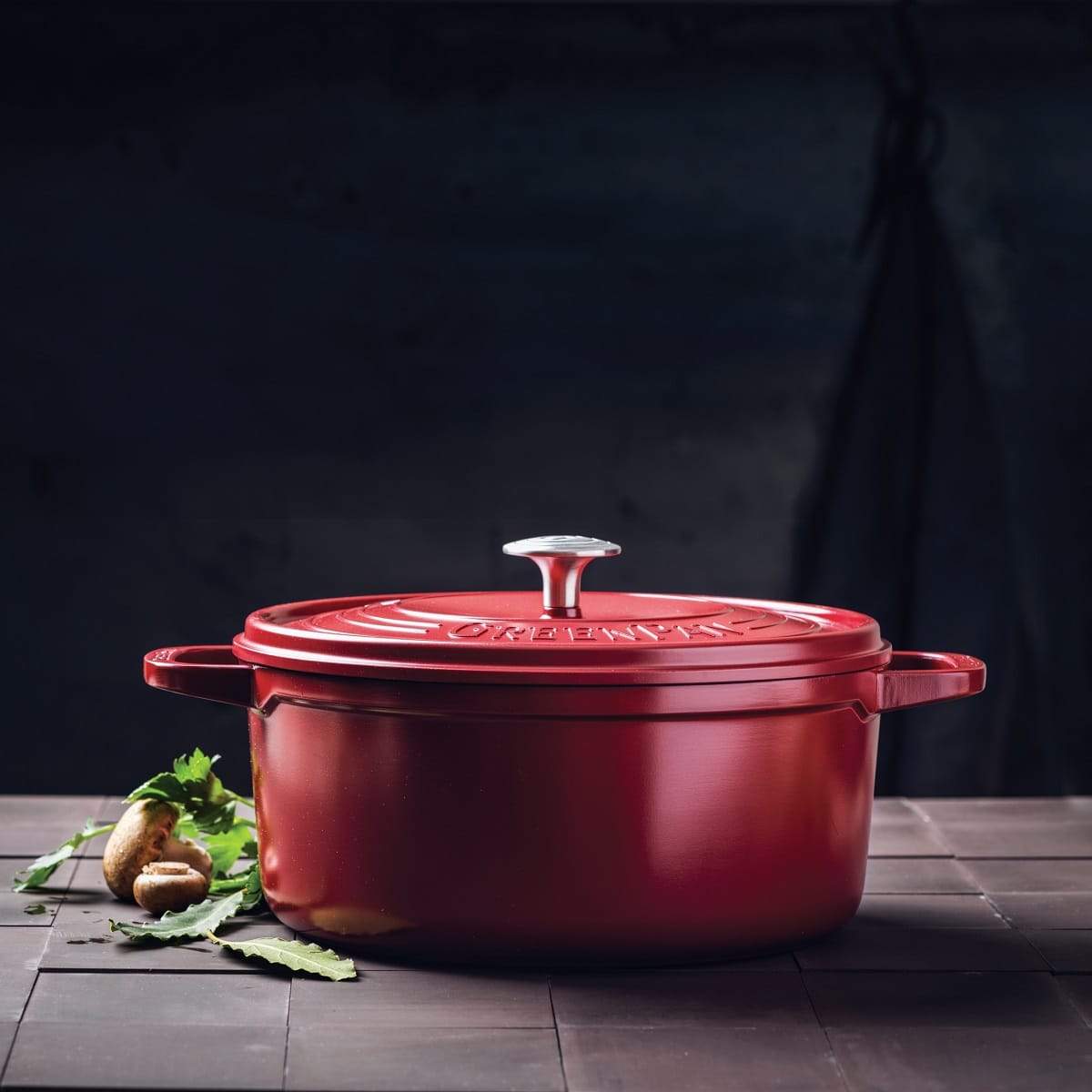 Greenpan Featherweights 24cm Casserole with Lid- Scarlet Red