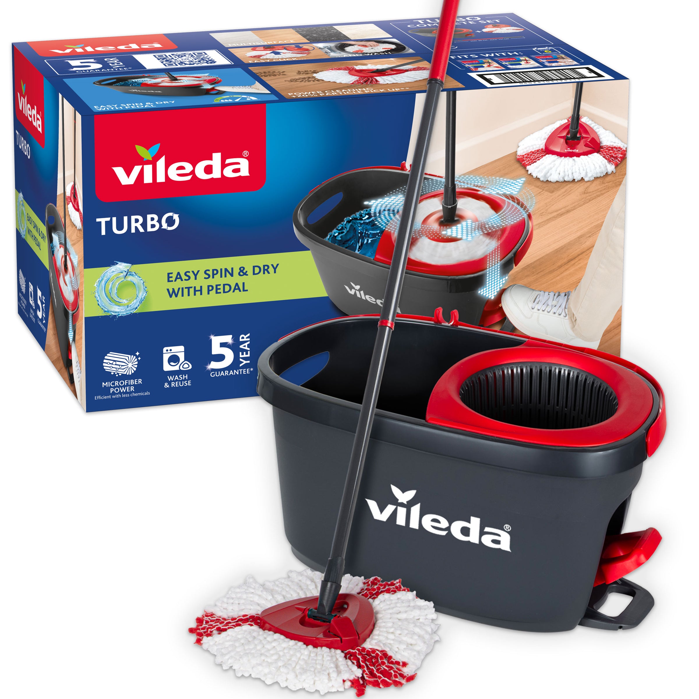 Vileda Turbo Deep Clean Spin Mop and Bucket Set