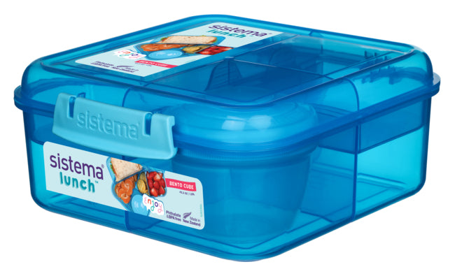 Sistema 1.25L Bento Cube With Yogurt Pot- Blue
