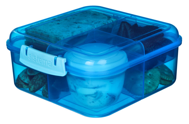 Sistema 1.25L Bento Cube With Yogurt Pot- Blue