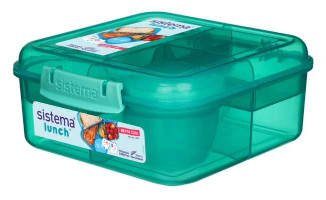 Sistema 1.25L Bento Cube With Yogurt Pot- Minty Teal