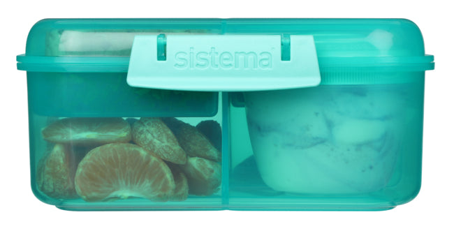 Sistema 1.25L Bento Cube With Yogurt Pot- Minty Teal