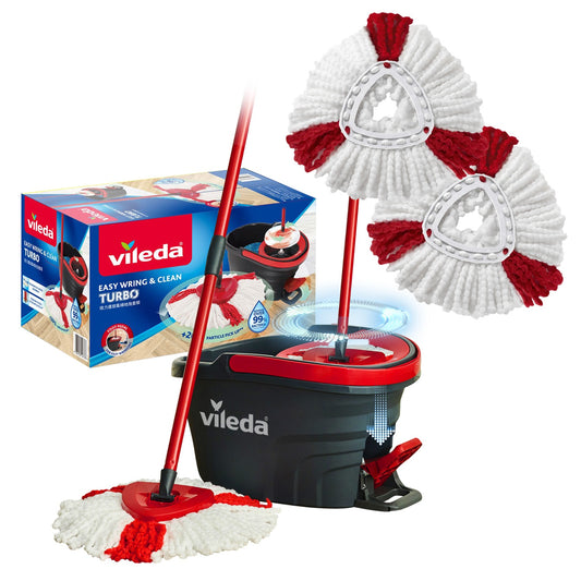 Vileda Easy Wring & Clean Turbo Spin Mop (with extra 2 mop heads)